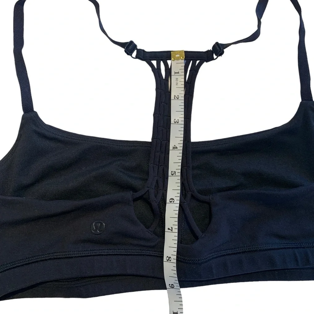 Lululemon True Self Bra II Black Strappy Back Yoga Sports Bra Size 10